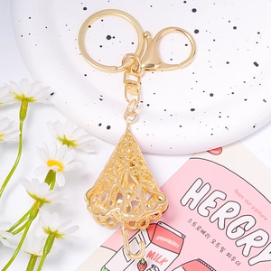 Porte-clés parapluie ajouré doré avec strass brillants pour sacs à main et clés