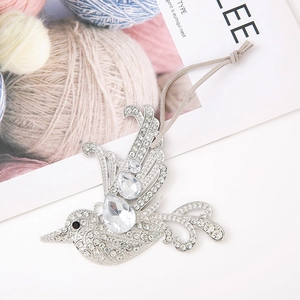 Zinc alloy Christmas bird hanging ornament with sparkling rhinestones and teardrop crystals
