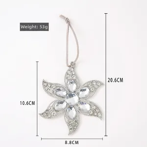 Detailed view of crystal snowflake ornament with 53g weight and size specifications