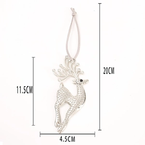 Silver reindeer pendant with sparkling rhinestones and grey hanging cord for Christmas