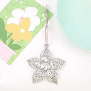 Sparkling silver snowflake flower pendant with crystals for festive Christmas decoration