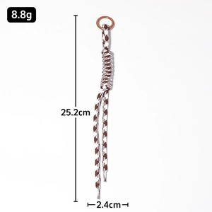 Braided rope keychain with copper ring, 25.2cm length for phones and bags, 8.8g lightweight