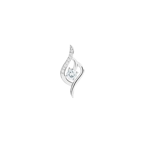 Sparkling silver diamond pendant for women with streamlined design and large round center stone