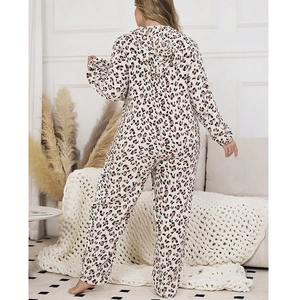 Women's hooded leopard print jumpsuit pajamas in thick fleece for winter lounging
