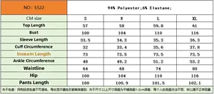 Detailed size chart for short sleeve pajama set including measurements for S to XL sizes