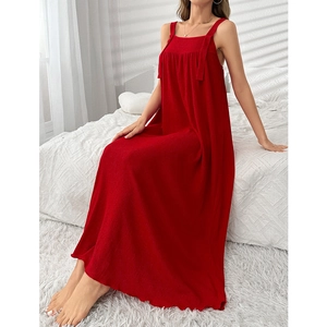 Chemise de Nuit Longue Décontractée pour Femmes Col Carré Sans Manches Dos Nu Robe d'Intérieur Maxi pour Maison Vacances Printemps Été