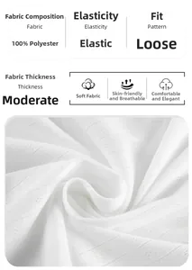 Detailed view of white knit jacquard fabric texture with 100% polyester composition
