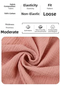 Detail of pink 100% cotton double gauze fabric with soft crinkle texture for bathrobe