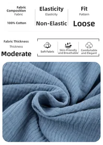 Detail of 100% cotton crepe fabric showing breathable texture and material parameters