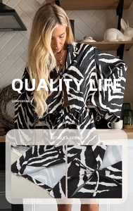 Detailed view of zebra print pajama set featuring soft fabric and adjustable tie closure