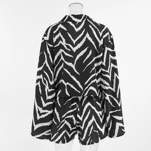 Detailed back view of women's zebra print long sleeve shirt and matching shorts pajamas