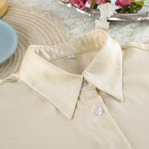 Macro detail of beige satin pajama collar with buttons and elegant lace home decor