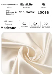 Detail van satijnen stof en label met 96% polyester en 4% spandex voor damesnachtkleding