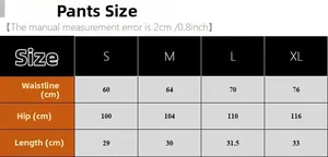 Detailed size chart for women silk pajama shorts including waist and hip measurements
