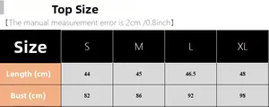 Size chart for women floral pajamas top showing length and bust measurements from S to XL