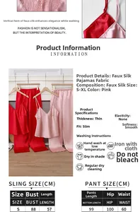 Detailed view of silk-like satin pajama set with lace trim and smooth fabric texture