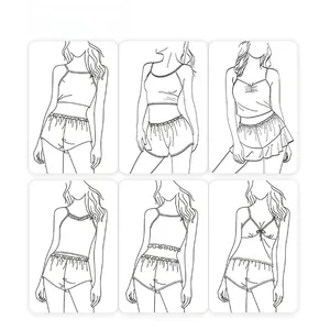 Sélection de six modèles de pyjamas en soie glacée pour femmes avec caraco et short