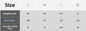 Detailed size chart for women's ice silk sleepwear including bust and length data