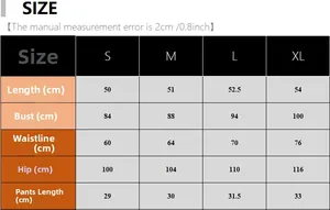 Size chart for women's satin sleepwear set showing measurements from S to XL in cm