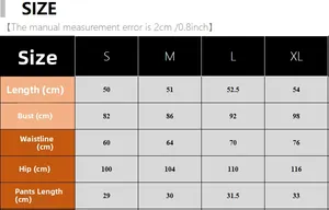 Size chart for women's lace pajamas set with S to XL measurements in cm and inches