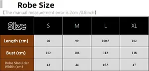 Detailed size chart for women's two-piece sleepwear set with length and bust measurements