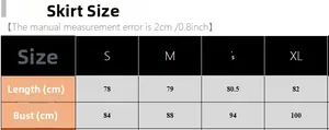 Size chart for silk nightgown set showing length and bust measurements for S to XL