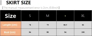Detailed size chart for women floral sleepwear showing length and bust measurements in cm