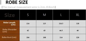 Size chart detail for floral plus size women's robe including length and chest measurements