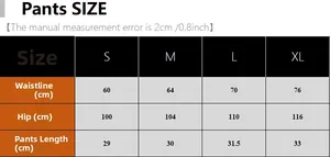 Detailed size chart for Halloween satin sleepwear pants with waist and hip measurements