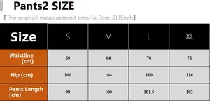 Detailed size guide for women's Halloween pajamas pants with measurements from S to XL