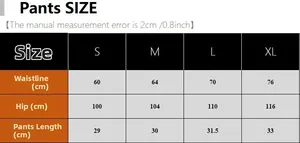 Detailed size chart for women silk-like pajama set including waist and hip measurements