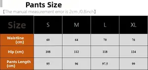 Detailed size chart for women silk pajama pants including waist, hip, and length specs