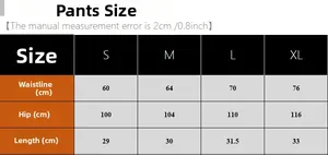 Detaillierte Größentabelle für Damen-Schlafshorts aus Eisenseide mit Maßen von S bis XL