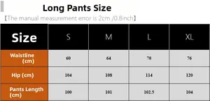 Detailed size chart for women lace pajamas long pants with waist and hip measurements