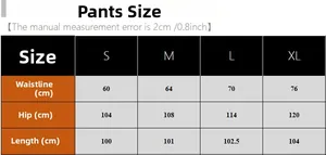 Detailed size chart for women's satin pajamas long pants showing waist and length metrics