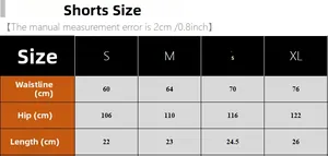 Detailed size guide table for women's pajama shorts including waist and hip measurements