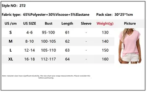 Detailed size chart for V-neck sleeveless knit sweater vest with fabric and fit specifications