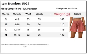 Size chart for summer Y2K drawstring skort with waist and length measurements in cm
