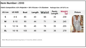 Detailed size guide table for women's striped sleeveless vest and shorts summer set