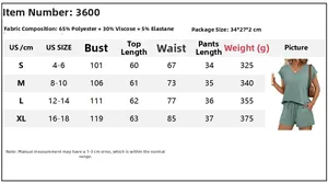 Detailed size chart for women V-neck short sleeve and shorts two-piece casual set