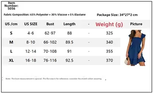 Size chart for square neck smocked plaid dress with US sizing and fabric specifications