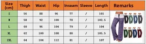 Detailed size chart for women high waist patchwork yoga pants from S to 2XL sizes