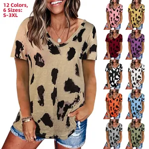 Matrix mit 12 lebendigen Farben für das Damen T-Shirt mit V-Ausschnitt und Leopardenmuster