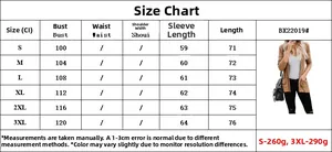 Detailed size guide for women's loose knit cardigan showing bust and length measurements