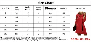 Size guide for hooded long sleeve dress with chest and length measurements in centimeters