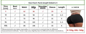 Size chart showing S to XXL dimensions for high-waisted stretchy yoga shorts for women