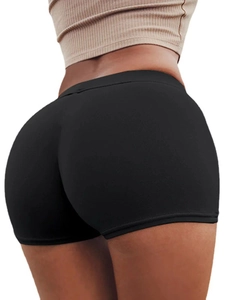 Women High Waist Yoga Shorts Solid Color Hip Lifting Safety Pants Stretchy Fitness Sporty Base Layer Shorts For Daily Wear