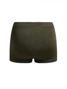 Detailed back view of solid dark green men's boxer briefs with elastic waistband