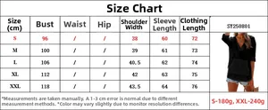 Größentabelle für V-Ausschnitt Chiffon-Oberteil mit Maßen von S bis XXL in CM