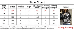 Detailed size chart for Halloween digital print hoodie including chest and length measurements
